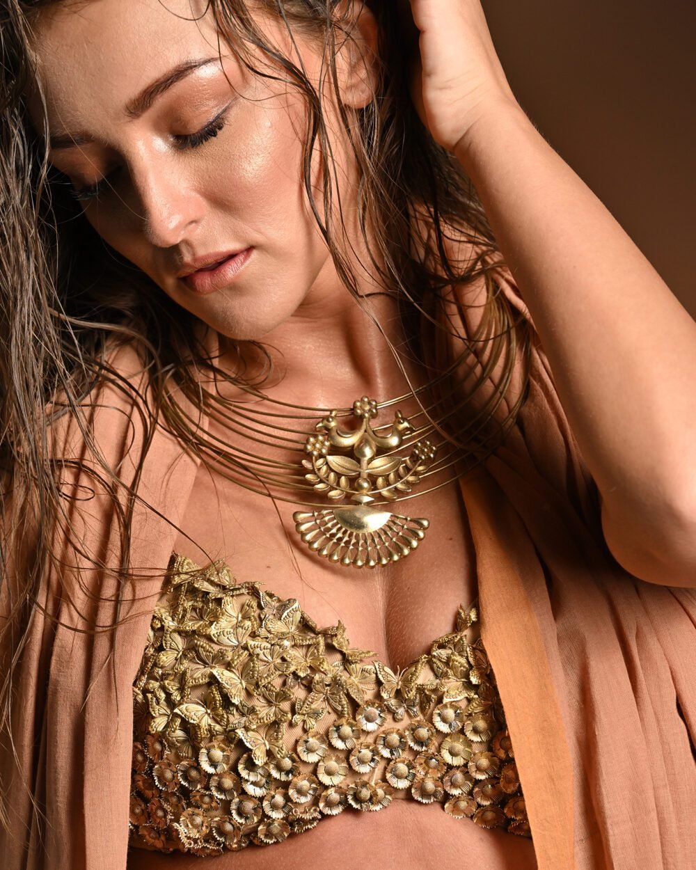 Semi Circular Flower Motif Neckpiece