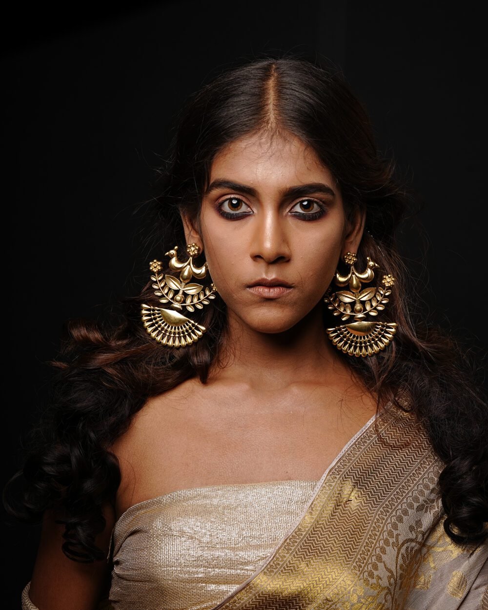 Two Bird Flower Big Earrings